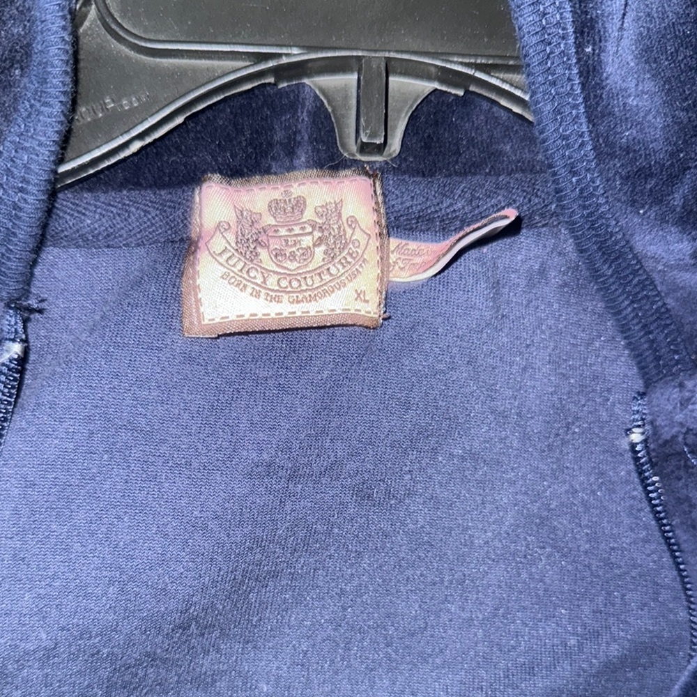 Vintage Juicy Couture Navy Hoodie with pink rhinestones Accents - Picture 4 of 4